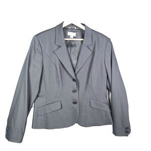 Talbots Gray Wool Stretch Blazer 16 Italian Fabric Made In Japan Workwear
